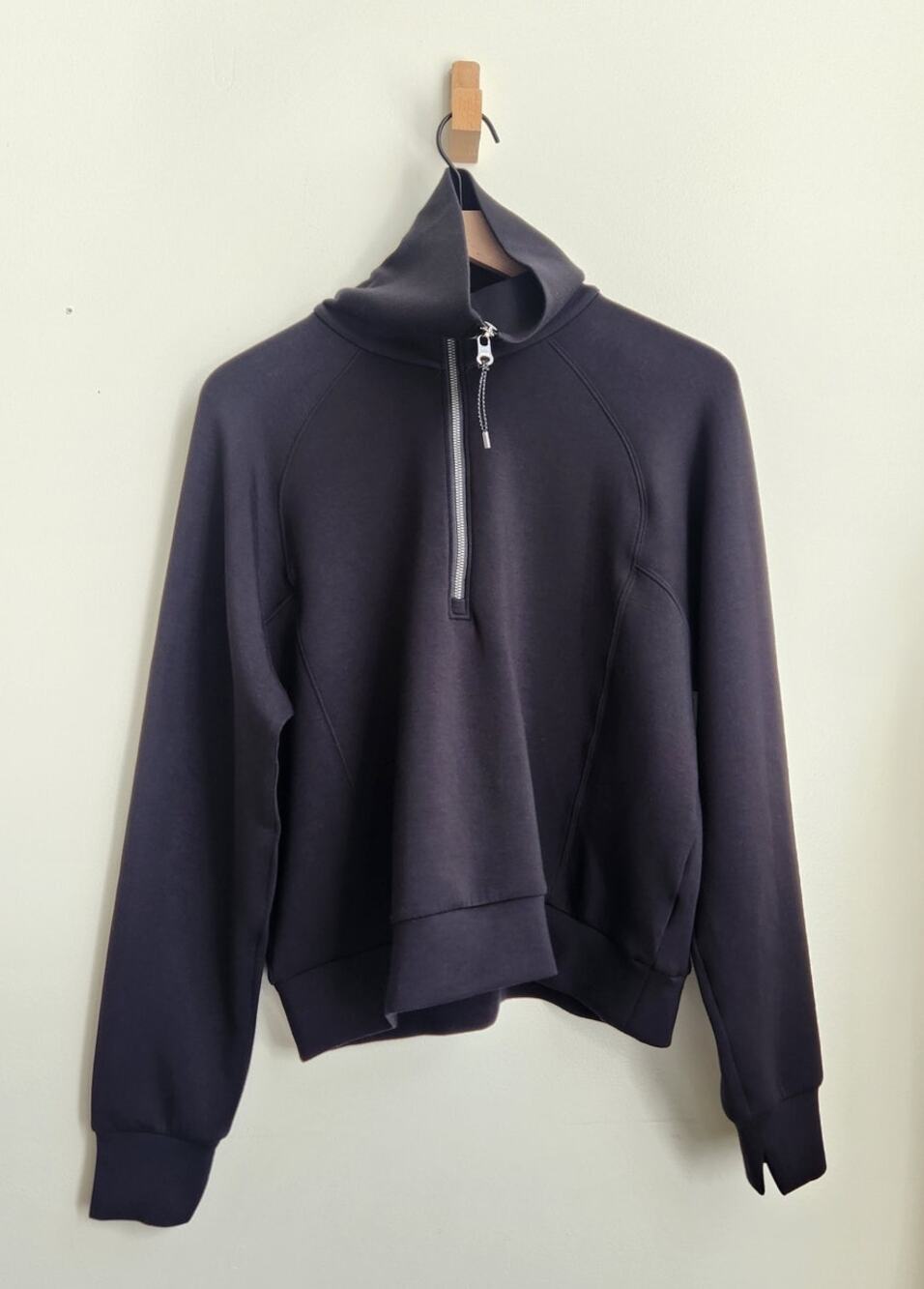 Spanx Air essentials 1/4 Zip Pullover Womens L Black Luxury Lounge Travel